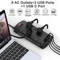 thumbnail image 2 of Protector contra sobretensiones Nuetsa, 10 pies, 8 enchufes, 4 USB, 2 of 7