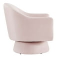 thumbnail image 3 of Astral Performance Velvet Fabric and Wood Swivel Chair in Pink, 3 of 9