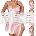 thumbnail image 2 of Levmjia Women's Satin Nightgown Deep V Neck Lace Slip Dress Sexy Loungewear with Side Slit for Women, 2 of 4
