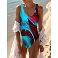 thumbnail image 4 of Maillot de Bain une Pièce Monokini pour Femmes, Dos Ouvert, Taille Haute, Dégradé, Col Rond, Mode Sportive, 4 of 5