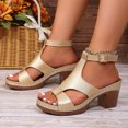 thumbnail image 2 of Women's T-Strap Block Heel Platform Sandals Open Toe Adjustable Ankle Strap Comfortable Dress Shoes Gold Size 7, 2 of 8