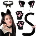 thumbnail image 3 of Slccxzc 4Pcs Cat Ears Design Headband Set with Gloves, Choker, Tail for Party, 3 of 7
