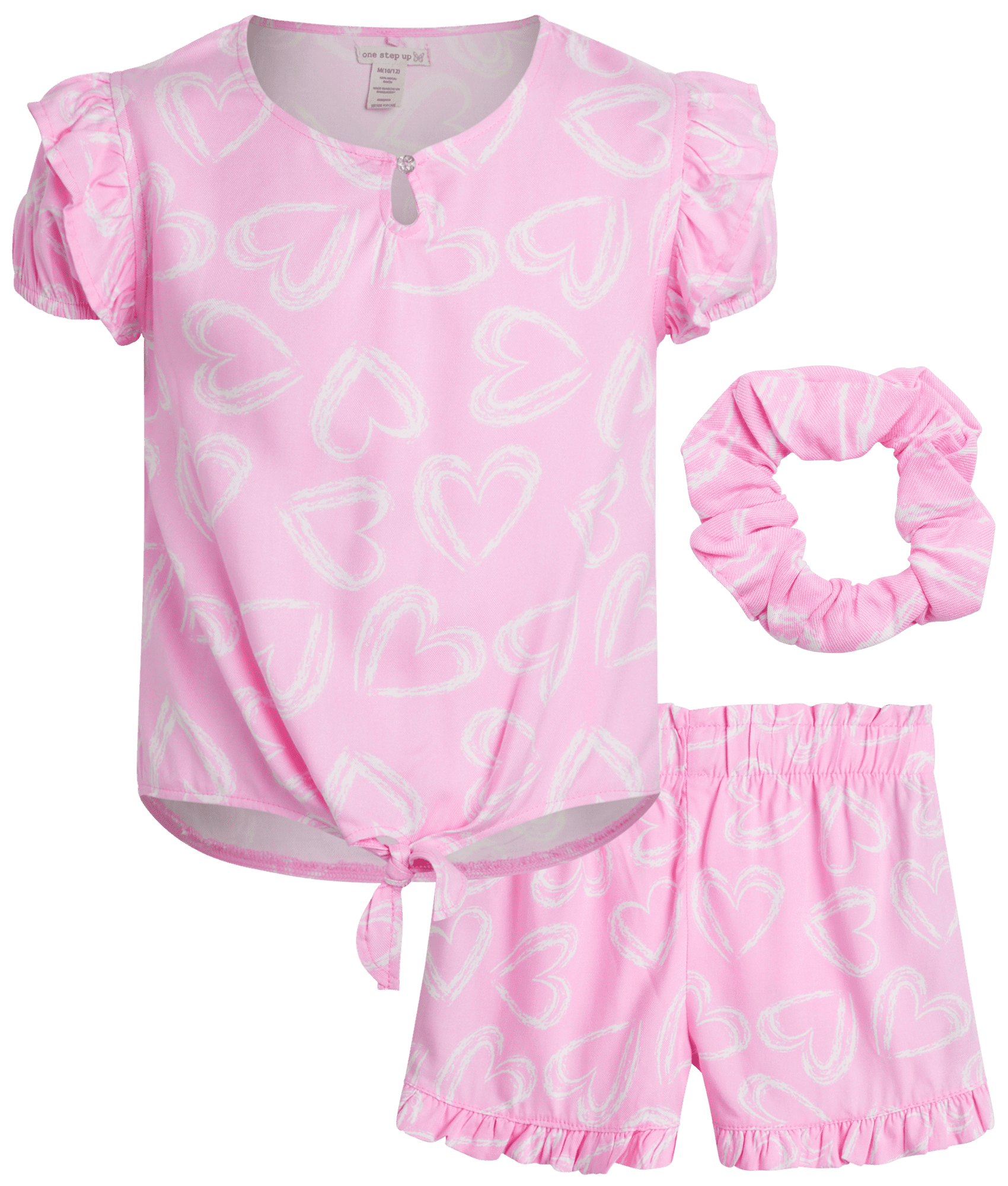One Step Up Girls' Shorts Set 2 Piece Short Sleeve Crop Top and Woven