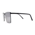 thumbnail image 4 of Mens Slim Metal Rim Modern Slick Rectangular Mogul Sunglasses Black Silver Mirror, 4 of 4