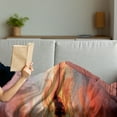 thumbnail image 3 of Lake House Soft Flannel Fleece Throw Blanket, View of the Timber Deck Pier over Idyllic Sky at Dawn Scenery Print, Cozy Plush for Indoor and Outdoor Use, 70" x 90", Orange Lavender, by Ambesonne, 3 of 5