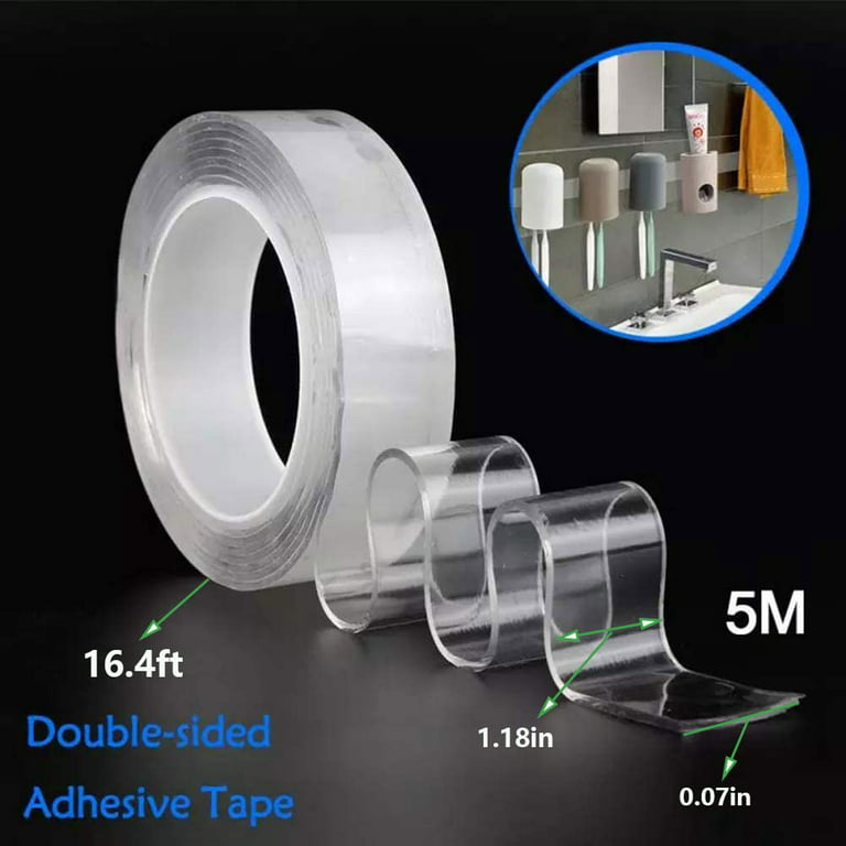 Clear Double Sided Wall Tape Picture Hanging Tape Multipurpose Mounting Tape Heavy Duty Removable Gel Grip Tape Adhesive Washable Traceless Sticky