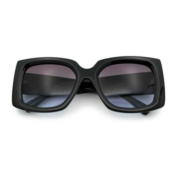 Womens Classy Thick Plastic Square Rectangle Butterfly Designer Sunglasses [Black - Purple]