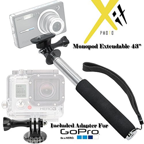 Xit XTGPMP43 43-Inch Hand Held Monopod for GoPro and Regular Cameras Silver