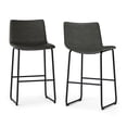 thumbnail image 3 of Simpli Home Warner Bar Stool (Set of 2) in Distressed Charcoal Grey Faux Leather, 3 of 12
