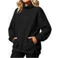 thumbnail image 3 of Fall Hoodies for Women Pullover Plus Size Solid Color Long Sleeve Leisure Elegant Hoodie, 3 of 5
