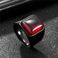 thumbnail image 2 of PAURO Gemstone Rings for Men Stainless Steel Black Simple Square Cool Colorful Personalized Statement Dainty Jewelry Red Size 9, 2 of 5