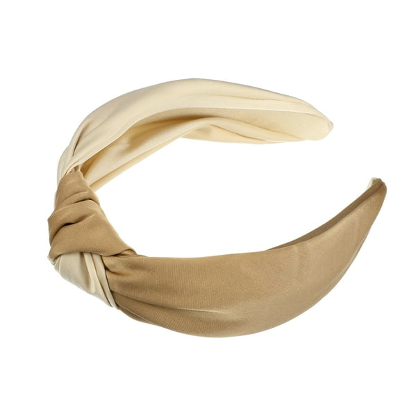 Vocoste Knotted Headband Top Knot Headband for Women Fashion Elastic Wide Hair Hoop Beige Brown