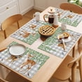 thumbnail image 5 of Spring Botanical Placemats Set of 4 Green Leaves Deers Birds Flowers Gray Plaid Place Mats Indoor Wipeable Table Mats Washable Dining Table Placemats for Kitchen Holiday Party Home Decor 13x19 Inch, 5 of 9