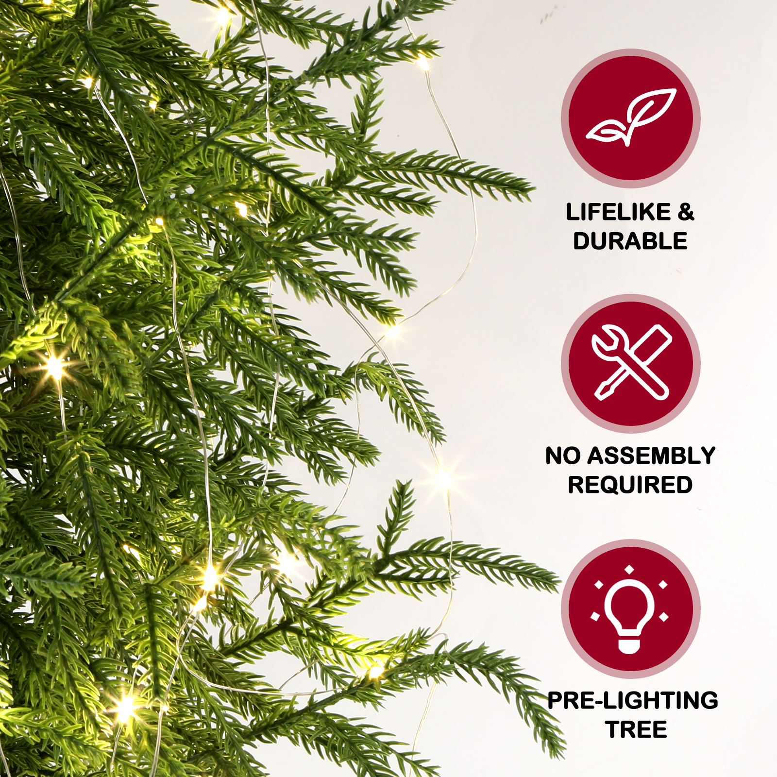 ENVEN 2ft Pre-Lit Norfolk Pine Artificial Tree photo 6