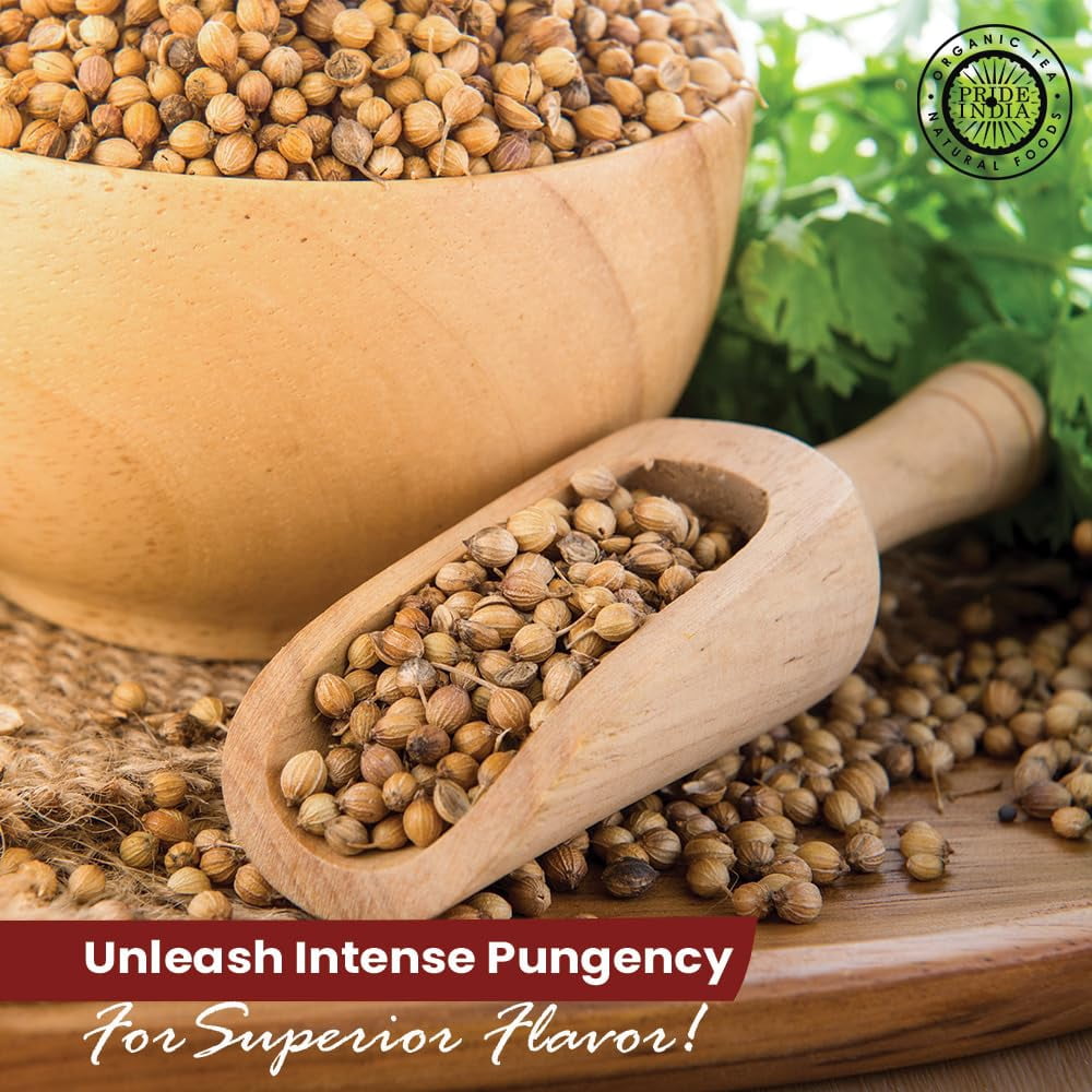 Pride of India - PACK of 6 - Coriander Seed Whole – Fresh & Gourmet Indian Whole Spice – Good for Curries/Meat/Chicken – Easy to Use – 1.4 oz. Small Dual Sifter Bottle