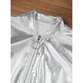 thumbnail image 6 of Ocealan Girl's PU Leather Long Sleeve Zip-Up Bomber Jacket Coat Jazz Hip Hop Street Dance Festival Silver 8, 6 of 7