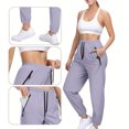 thumbnail image 5 of Wyobmus Womens and Men Quick Dry Sweatpants Lightweight Breathable Elastic Drawstring Waist Sports Joggers With Zipper Pocket Solid Color Workout Pants for Running Fishing Purple, 5 of 9