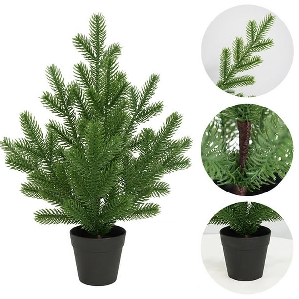 Árbol de Navidad de mesa de 48 cm con guirnalda de luces | Mini árbol de Navidad artificial para decorar el escritorio, la ventana y el pasillo | Decoración para fiestas navideñas en interiores