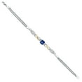 thumbnail image 3 of 925 Silver and 10K Yellow Gold Blue Created Sapphire and White Moissanite and White Lab Grown Diamond Bracelet for Women (2.35 Cttw, September Birthstone, Cushion 6MM, 7 inches, Made in Italy), 3 of 4