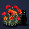 thumbnail image 3 of CafePress - Black Cat With Poppies Women's Dark T Shirt - Women's Traditional Fit Dark T-Shirt, 3 of 4