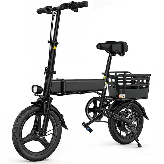 14" Folding Electric Bike for Adults, 500W Commuter Ebike with 360WH Battery, 20MPH & 20 Miles, UL2849, Mini Bicycle with Basket