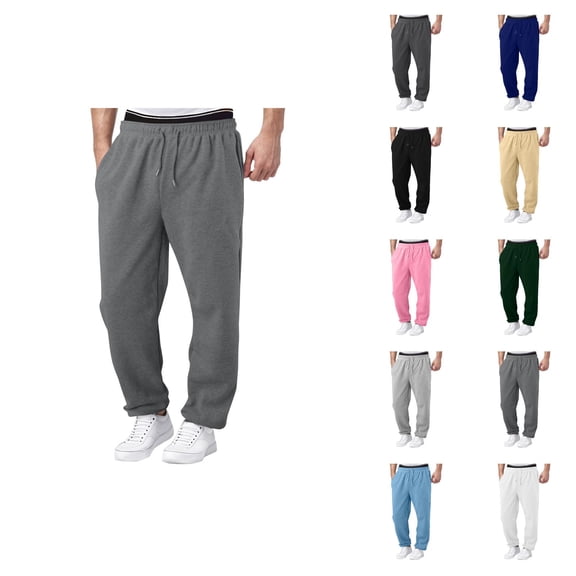 Sweatpants for Men 2026 Trendy Drawstring Elastic Waist Relaxed Fit Wide Leg Casual Pants Trousers with Pockets