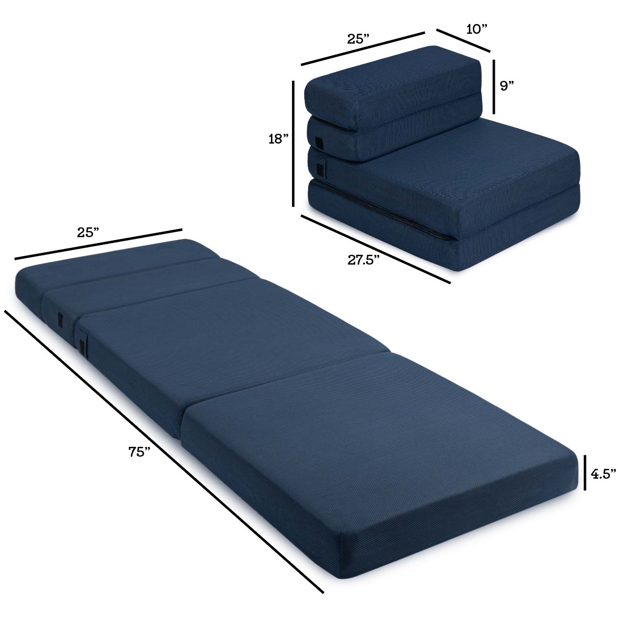 Milliard Tri Fold Sofa Bed Baci Living Room