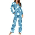 thumbnail image 4 of DISNIMO Sea Turtle Starfish Printed Women's 2 Piece Lounge Sets Long Sleeve Sleepwear with Matching Long Pants Soft V Neck Pajama Set Button Up Nightwear with Pockets, L, 4 of 7