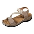 thumbnail image 3 of Domuza Womens Wedge Sandals, Adjustable Strap Open Toe Casual Comfort Sandals, Lightweight Non-Slip Summer Walking Shoes Beige 6.5（EU-37）, 3 of 5