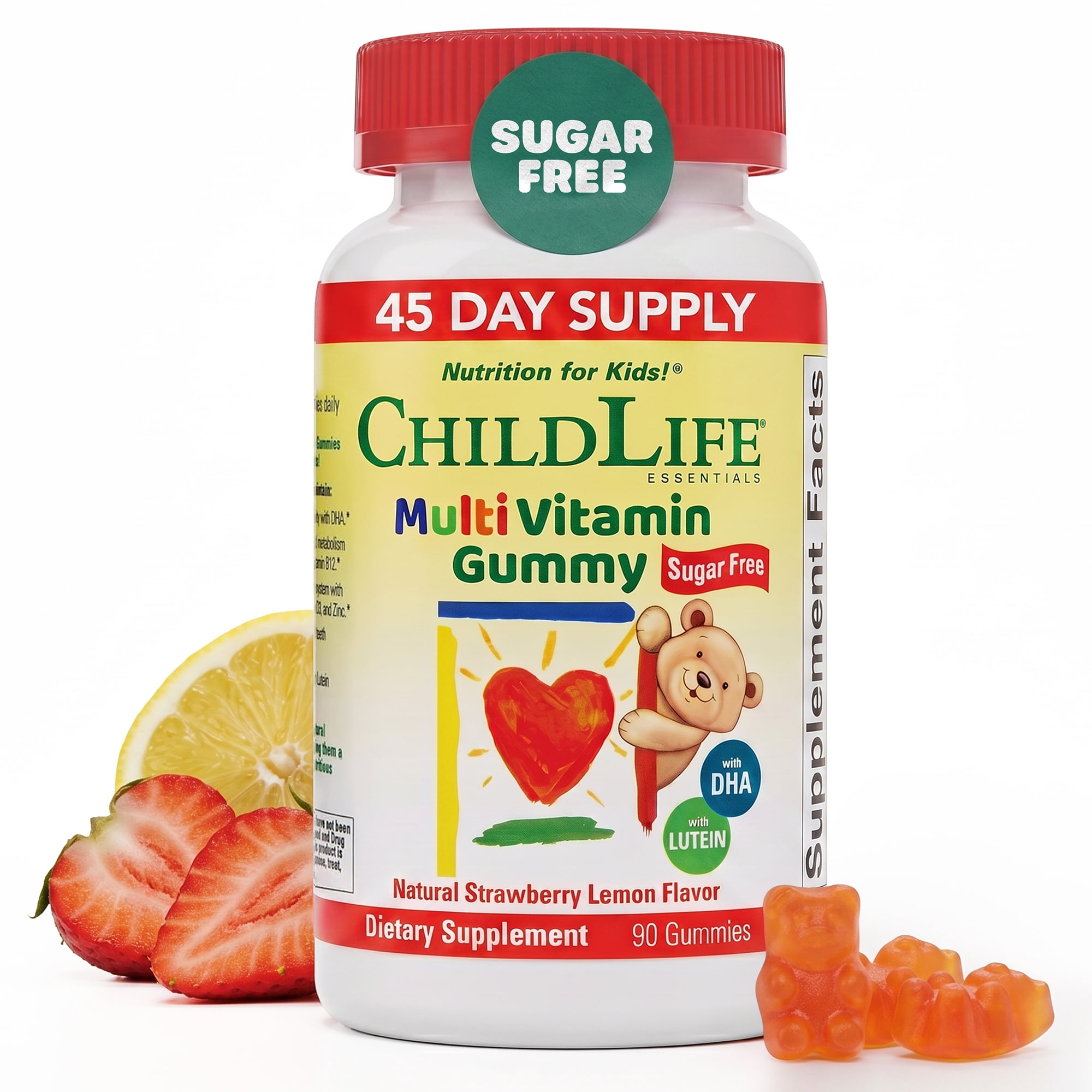ChildLife Essentials Kids Multivitamin Gummies: Essential Nutrients for Kids, Strawberry Lemon Flavor, 90 Gummies