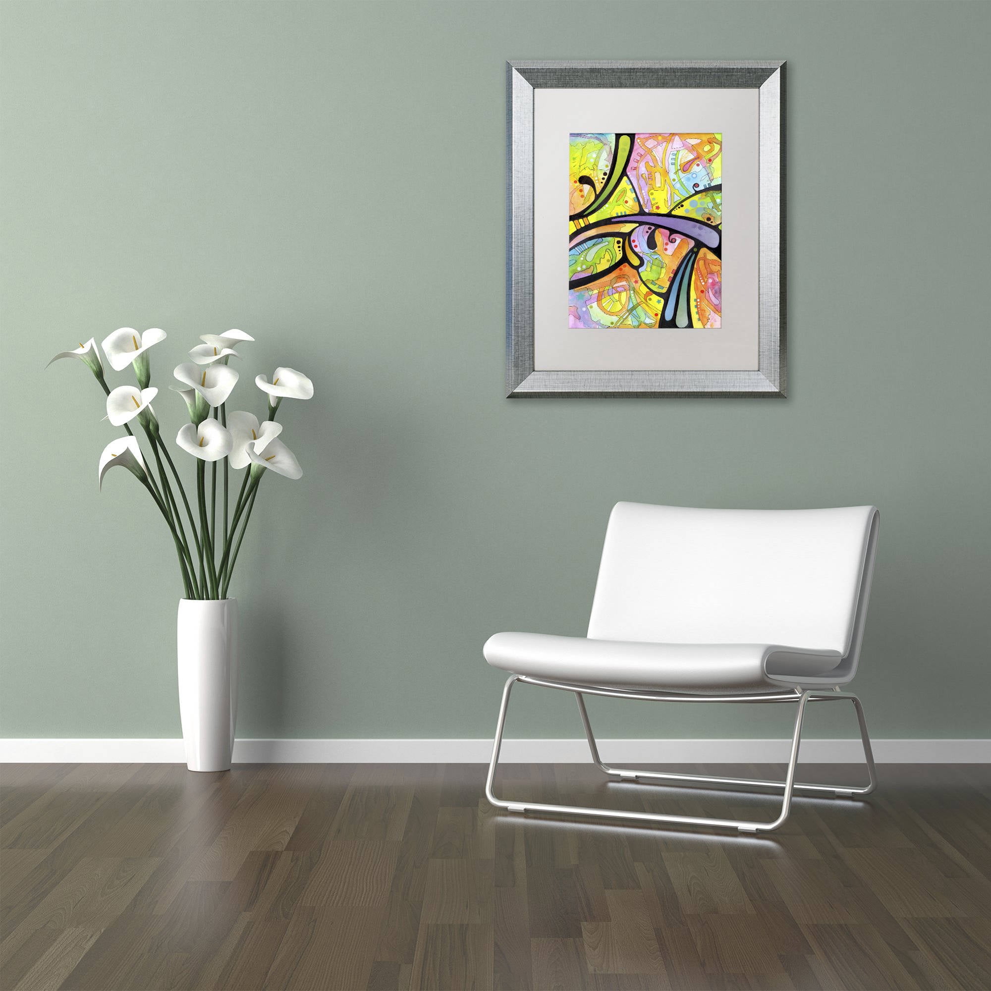 Trademark Fine Art "Abstract" Canvas Art by Dean Russo, White Matte, Silver Frame
