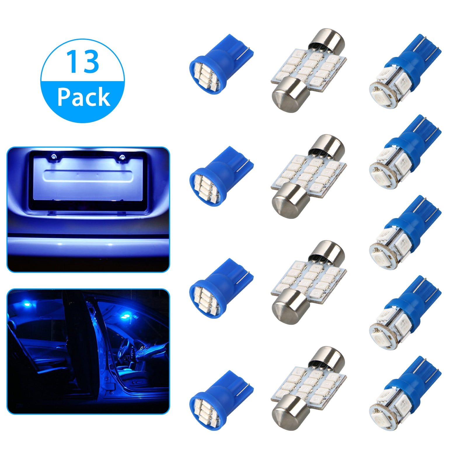 Car Truck Led Light Bulbs 13pcs Blue Led Interior Package