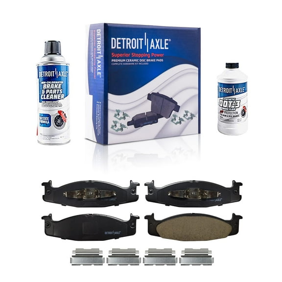 Detroit Axle - Front Brake Pads for 94-96 Ford F-150 Bronco 1994-2002 E-150, 1994 1995 1996 Ceramic Brake Pads w/Hardware Replacement