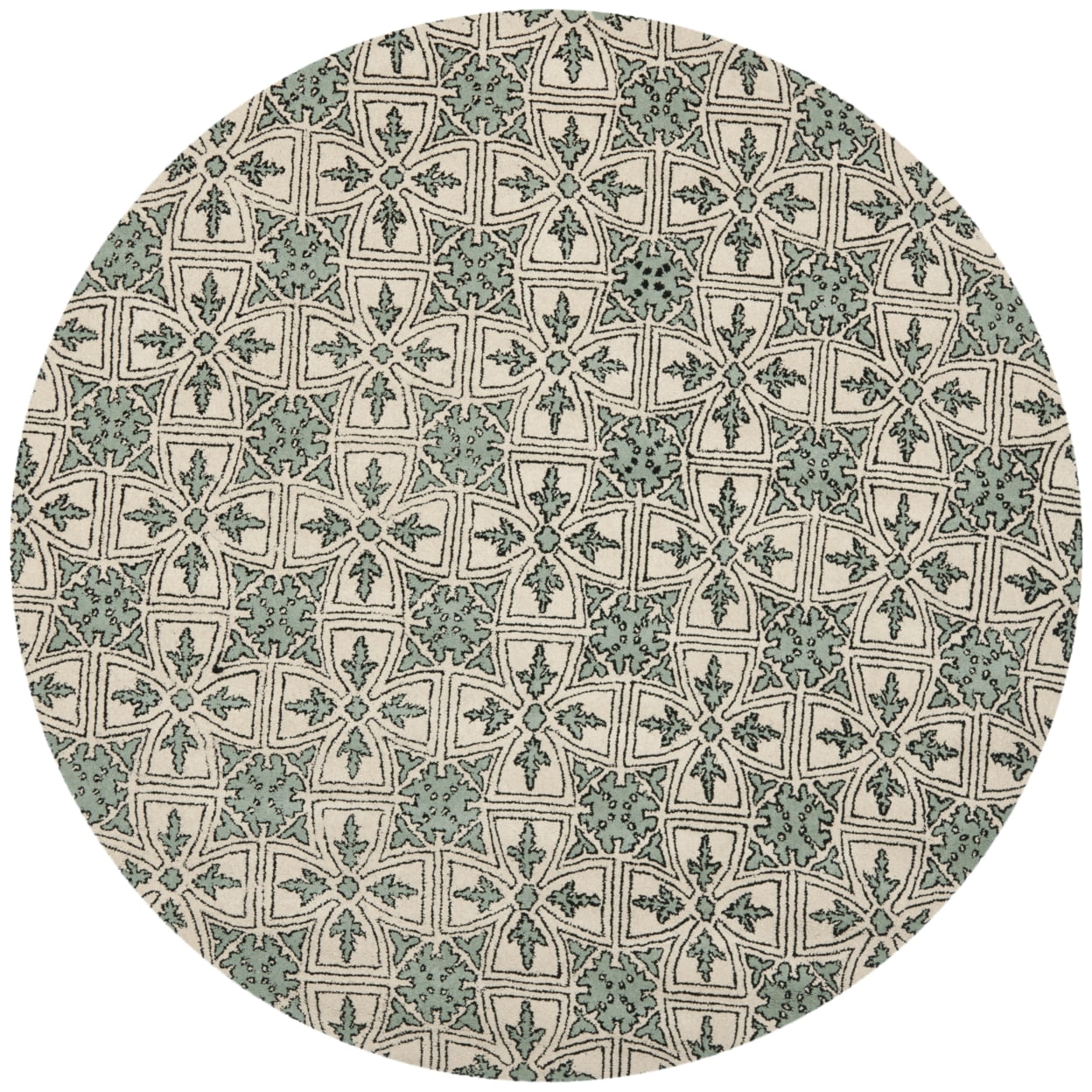 SAFAVIEH Chatham James Geometric Wool Area Rug, Light Blue/Ivory, 4' x 6'