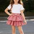 thumbnail image 5 of CHEEREAM Mini Skirt For Kids Flowy High Waisted Bow Tie Ruffle Hem Short Skirts Girls Cute Boho A-Line Layered Beach Skirt, 5 of 9