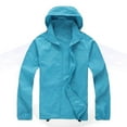 thumbnail image 5 of Arlun Oversized Zip up Rain Jackets for Women Lightweight Waterproof Windbreaker Hooded Raincoat 2025 Fashion Solid Color Packable Rain Outwear with Pockets Sky Blue XXXL, 5 of 5