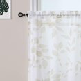 thumbnail image 2 of Zzistar Leaf Printed Voile Sheer Rod Pocket Window Tier Curtains, Taupe, 2 of 8
