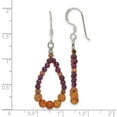thumbnail image 2 of 925 Sterling Silver Carnelian Garnet and Hematite Shepherd Hook Earrings 49.15x17.25mm Wide Stud Earring for Women, 2 of 2