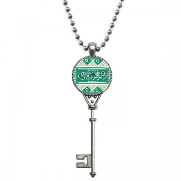 Green Hills Totems du Mexique Pendentif de Civilisation Ancienne Collier Vintage Bijou Clé en Argent