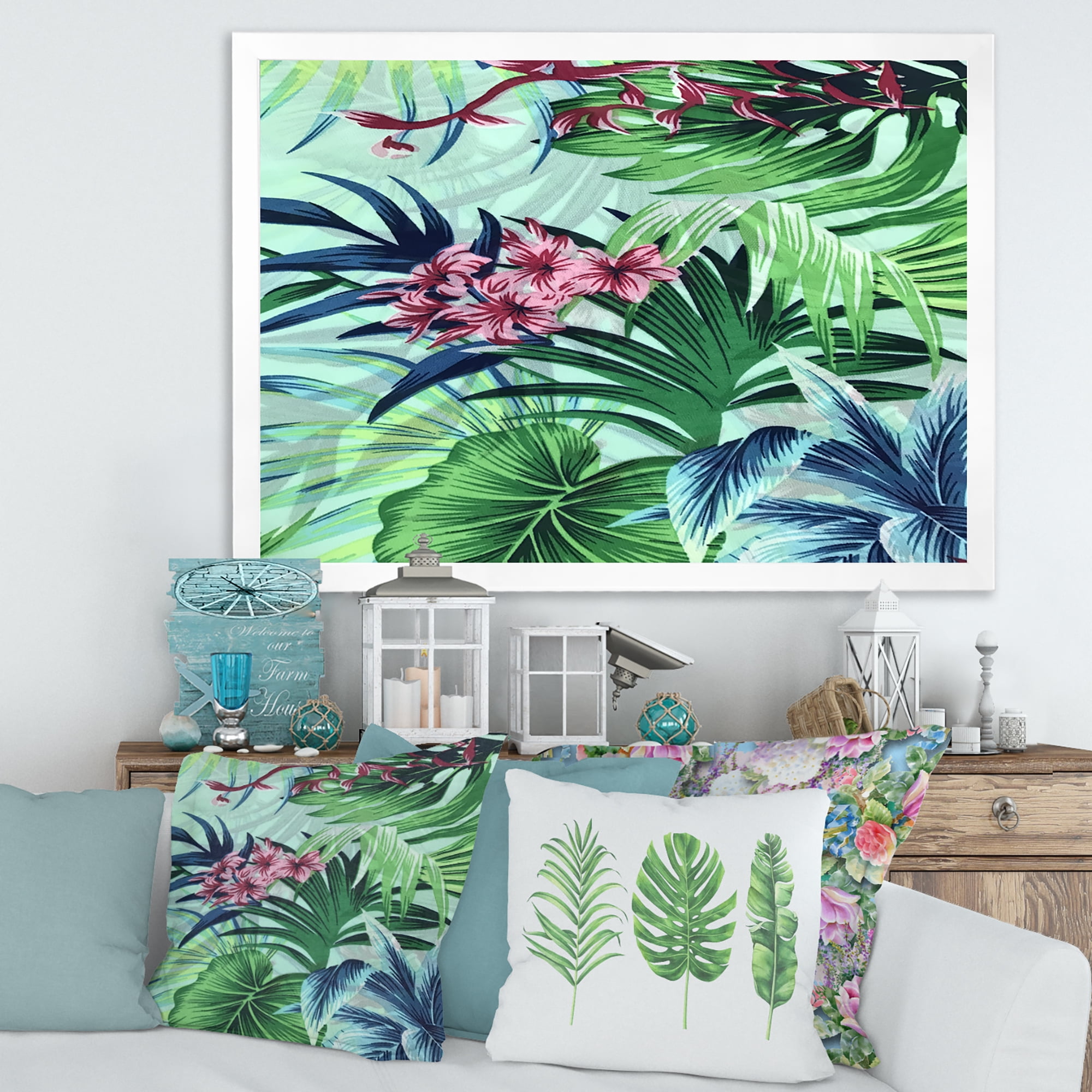 Designart 'VIntage Tropical Flowers VI' Traditional Framed Art Print