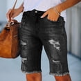 thumbnail image 1 of Pantalones cortos vaqueros de ciclismo para mujer, Shorts rasgados con borlas, ajustados, de cinco puntos, lavados, Sexy, para verano, 2022, 1 of 4