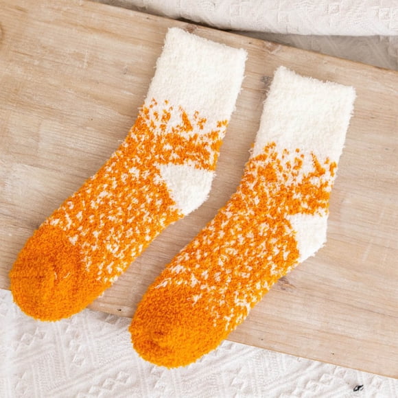 Womens Winter Socks Autumn And Winter Mid Tube Socks Fleece Thickened Warm Stockings Sports Socks Sock Yellow
