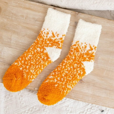 

Womens Winter Socks Autumn and Winter Mid Tube Socks Thickened Warm Stockings Yellow