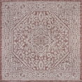 thumbnail image 3 of JONATHAN Y SANTA MONICA 5' Square Area Rug, Sinjuri Medallion Textured Weave - Red/Taupe, SMB101A-5SQ, 3 of 4