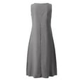 thumbnail image 4 of Bigersell Women Formal Dresses Fashion Women Solid Comfy Summer Round Neck Ladies Pockets Sleeveless Dress Women Slip Dress Style 13871, Female Asymmetrical Dresses Gray L, 4 of 7