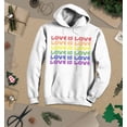 thumbnail image 3 of S4E Men's Love is Love Rainbow Gay Pride Hoodie Sweatshirts X-Large White, 3 of 4