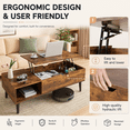 thumbnail image 3 of Tunmod Modern Lift-top Coffee Table with Hidden Compartment and Open Storage Shelf for Living Room, Reception Area and Home Office, 3 of 7