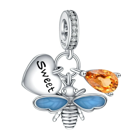 925 Sterling Silver Charm Women Bracelets Necklace Sweet Bee Dangle Charms Women Girl Bracelet Charm Gift