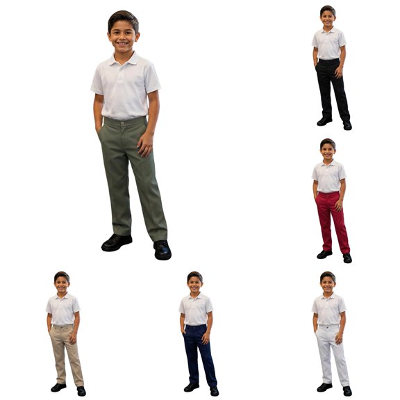 XAOFW Boys Girls Back To School Pants Solid Color Slim Fit Straight Leg Formal Trousers Kids Elastic Waist Dress Pants Versatile Bottom 5-6 Years