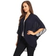 thumbnail image 3 of Women's Solid Casual Chiffon Kimono Sleeve Open Front Cardigan Cape, 3 of 5